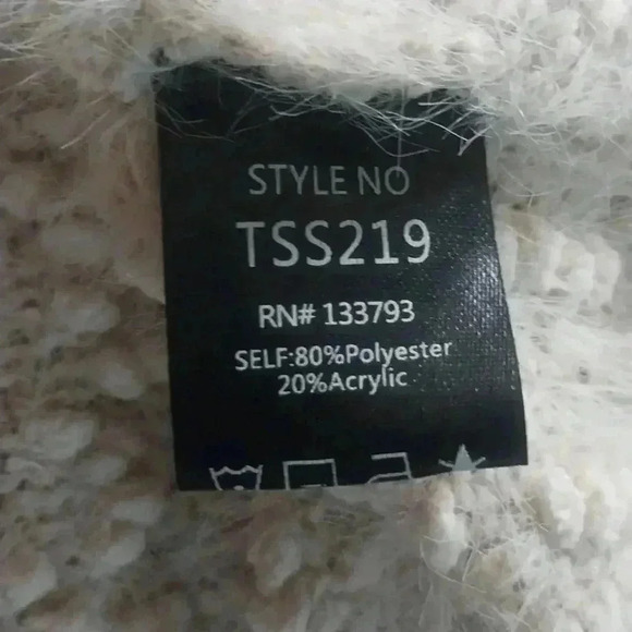 POL Boucle Popcorn Chunky Knit Oversized Sweater Cowl Neck Cream Women's Size S - Picture 8 of 9